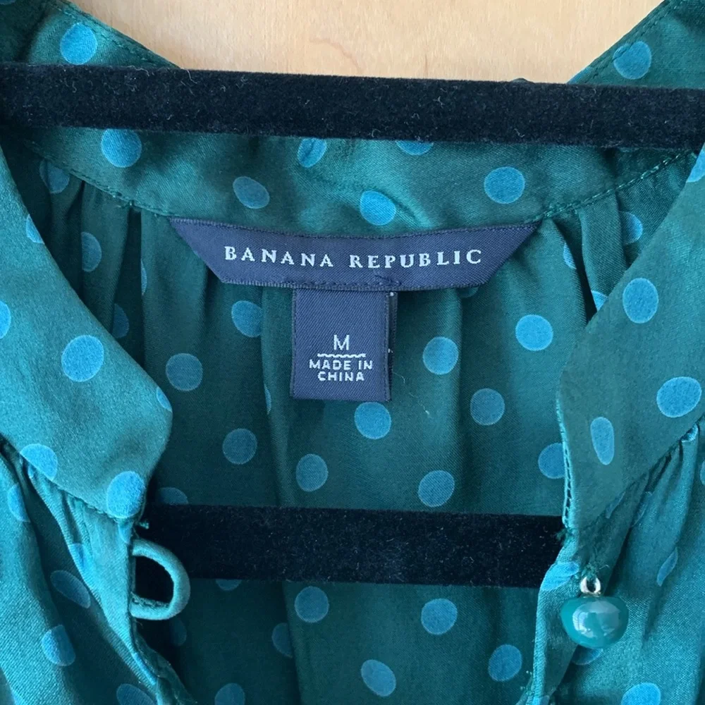 Banana Republic Teal Green Polka Dot Blouse